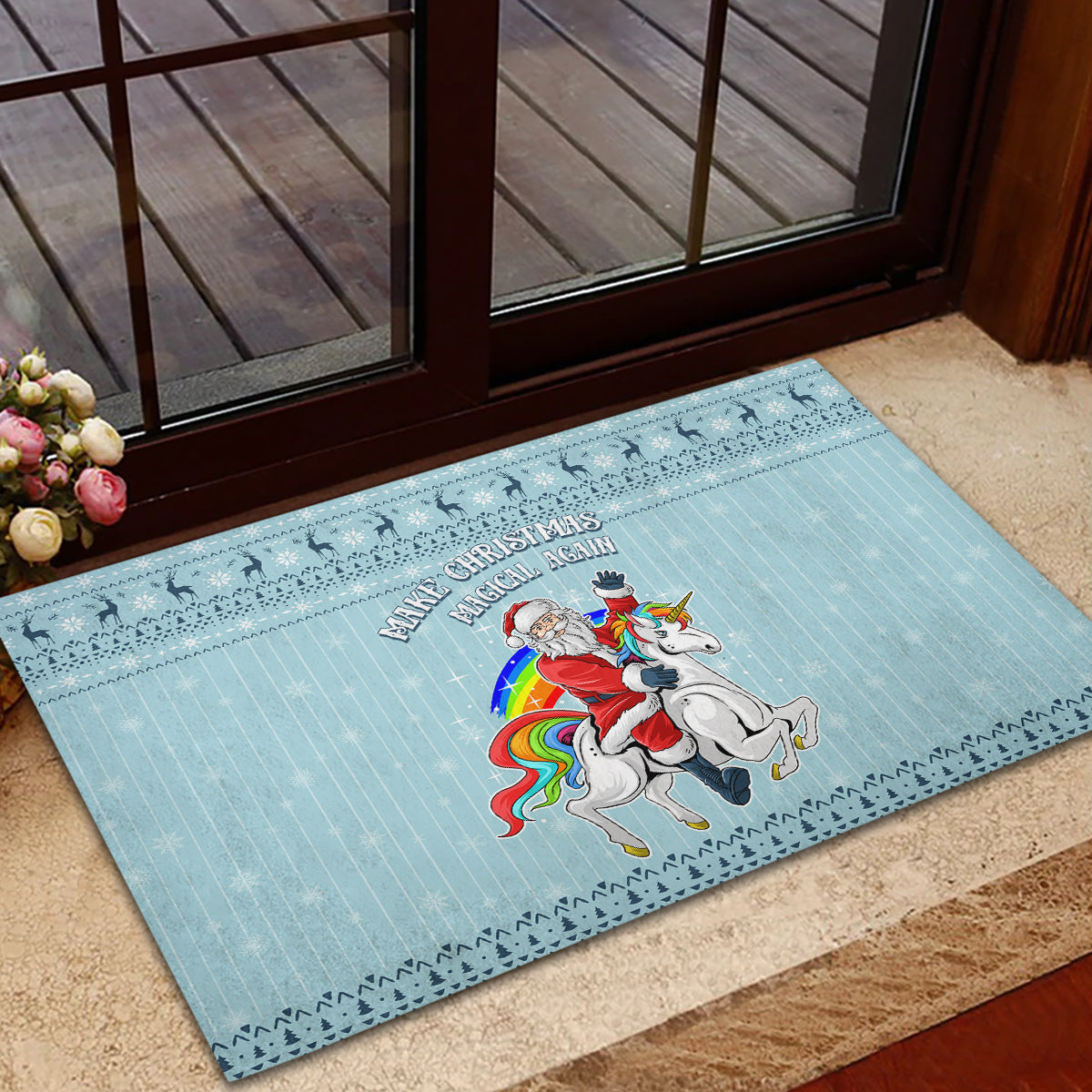 Unicorn - Make Christmas Magical Again Rubber Doormat - Wonder Print Shop