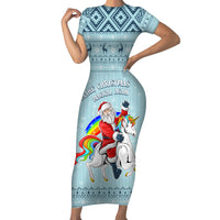 Unicorn - Make Christmas Magical Again Short Sleeve Bodycon Dress - Wonder Print Shop