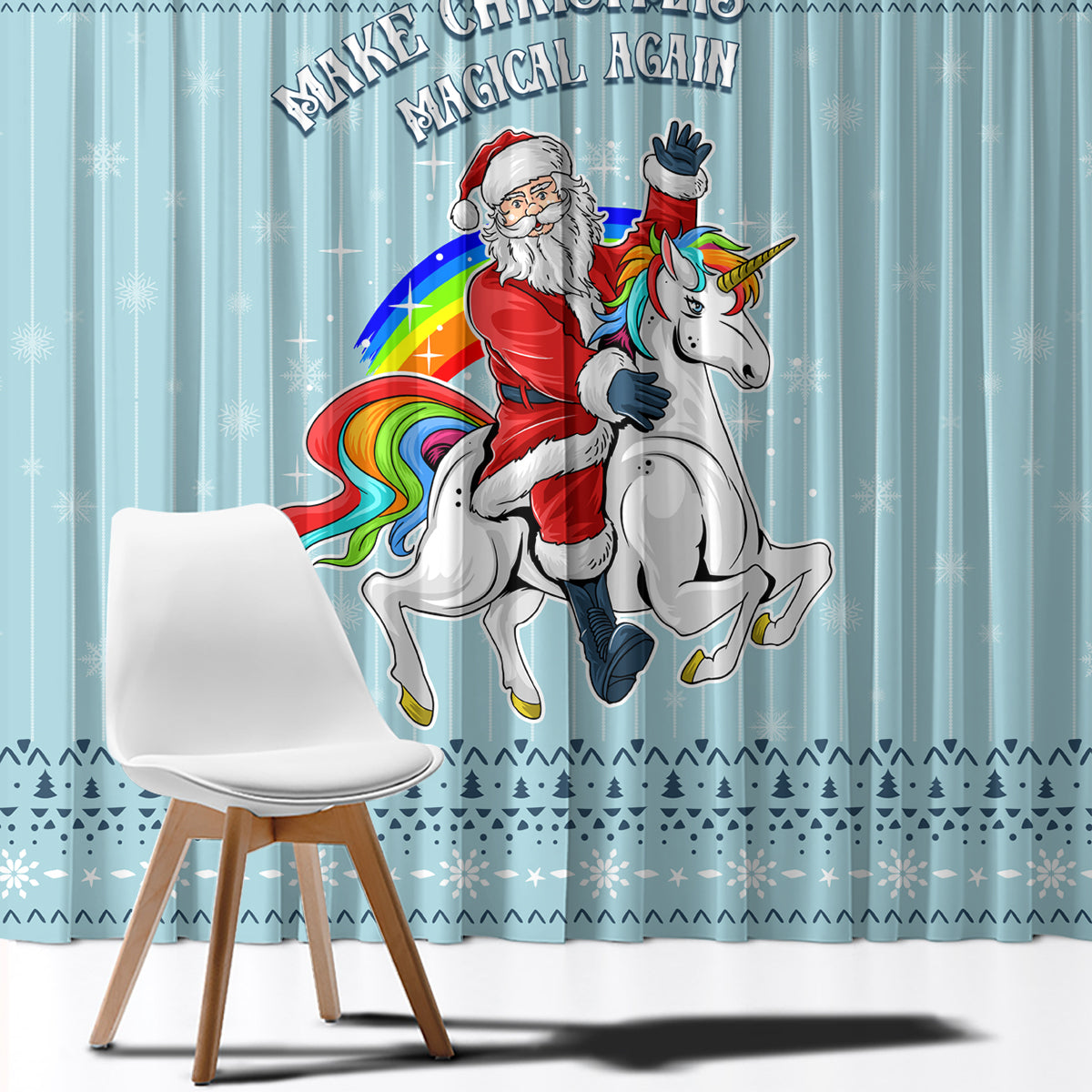 Unicorn - Make Christmas Magical Again Window Curtain - Wonder Print Shop