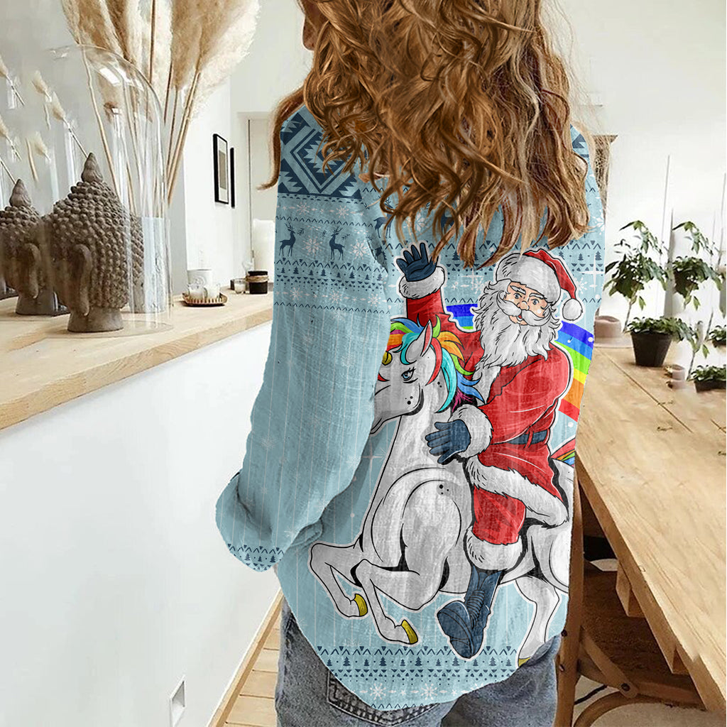 Unicorn - Make Christmas Magical Again Women Casual Shirt - Wonder Print Shop