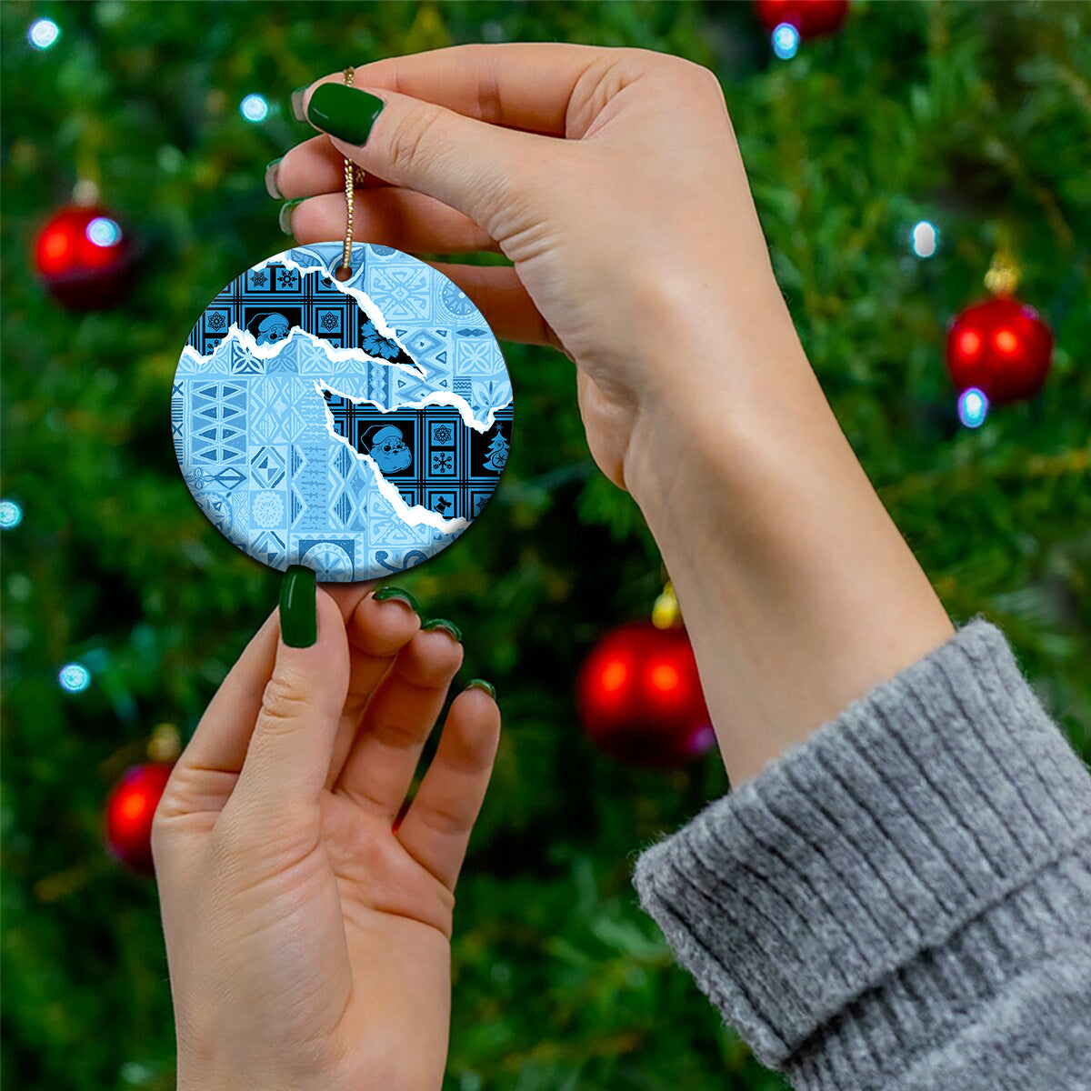 Bula Fiji Tapa Mix Christmas Ceramic Ornament Vintage Style LT7 - Wonder Print Shop