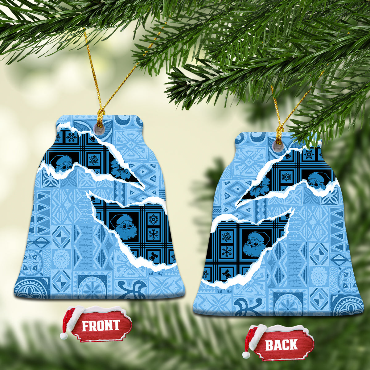 Bula Fiji Tapa Mix Christmas Ceramic Ornament Vintage Style LT7 - Wonder Print Shop