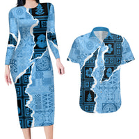 Bula Fiji Tapa Mix Christmas Couples Matching Long Sleeve Bodycon Dress and Hawaiian Shirt Vintage Style LT7 - Wonder Print Shop