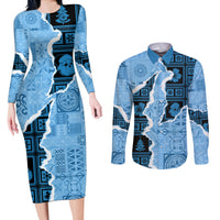 Bula Fiji Tapa Mix Christmas Couples Matching Long Sleeve Bodycon Dress and Long Sleeve Button Shirt Vintage Style LT7 - Wonder Print Shop