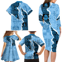 Bula Fiji Tapa Mix Christmas Family Matching Long Sleeve Bodycon Dress and Hawaiian Shirt Vintage Style LT7 - Wonder Print Shop