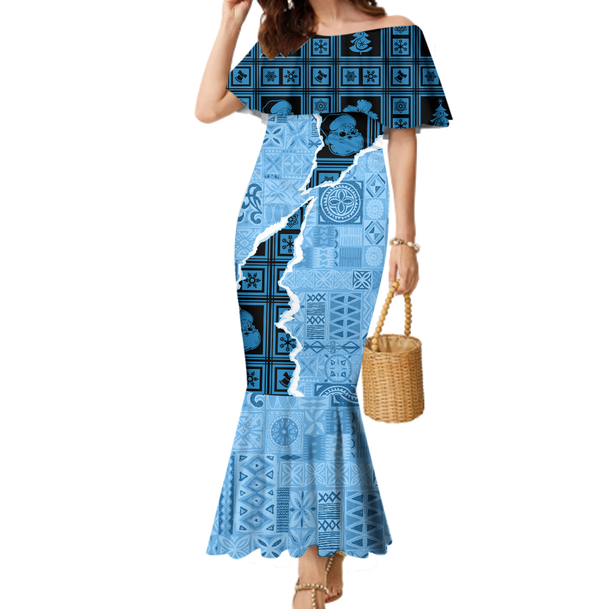 Bula Fiji Tapa Mix Christmas Family Matching Mermaid Dress and Hawaiian Shirt Vintage Style LT7 - Wonder Print Shop