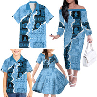Bula Fiji Tapa Mix Christmas Family Matching Off Shoulder Long Sleeve Dress and Hawaiian Shirt Vintage Style - Wonder Print Shop