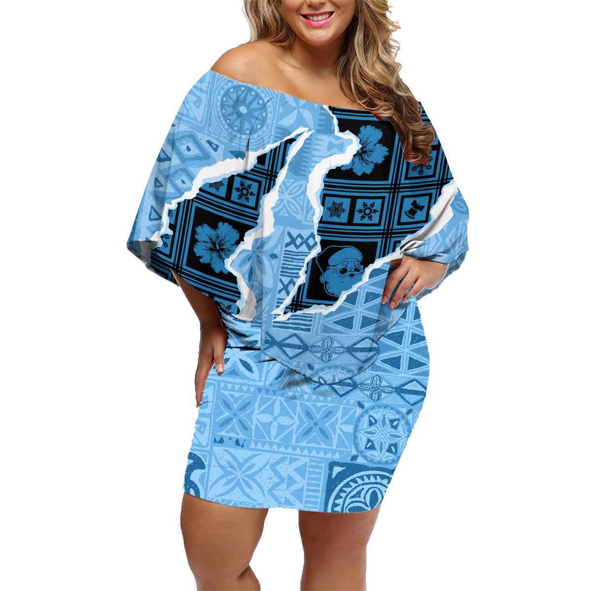 Bula Fiji Tapa Mix Christmas Family Matching Off Shoulder Short Dress and Hawaiian Shirt Vintage Style LT7 - Wonder Print Shop