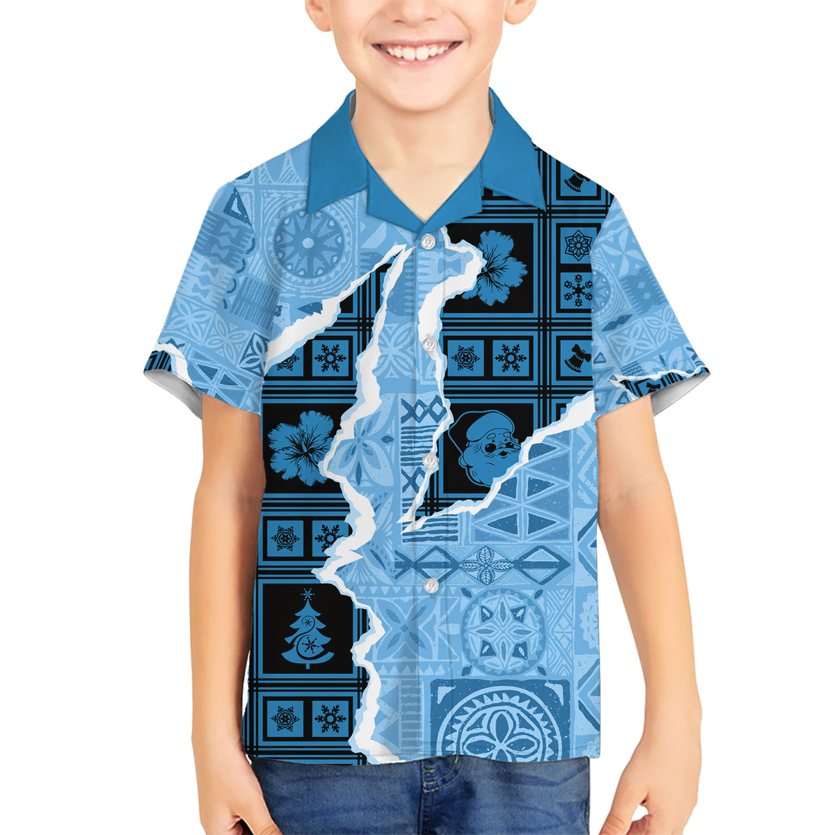 Bula Fiji Tapa Mix Christmas Family Matching Short Sleeve Bodycon Dress and Hawaiian Shirt Vintage Style - Wonder Print Shop