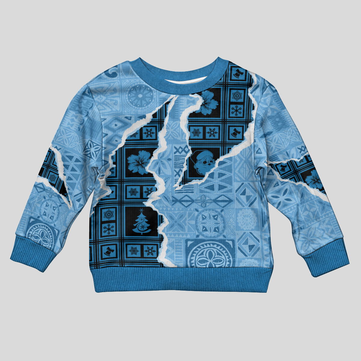 Bula Fiji Tapa Mix Christmas Kid Ugly Christmas Sweater Vintage Style - Wonder Print Shop
