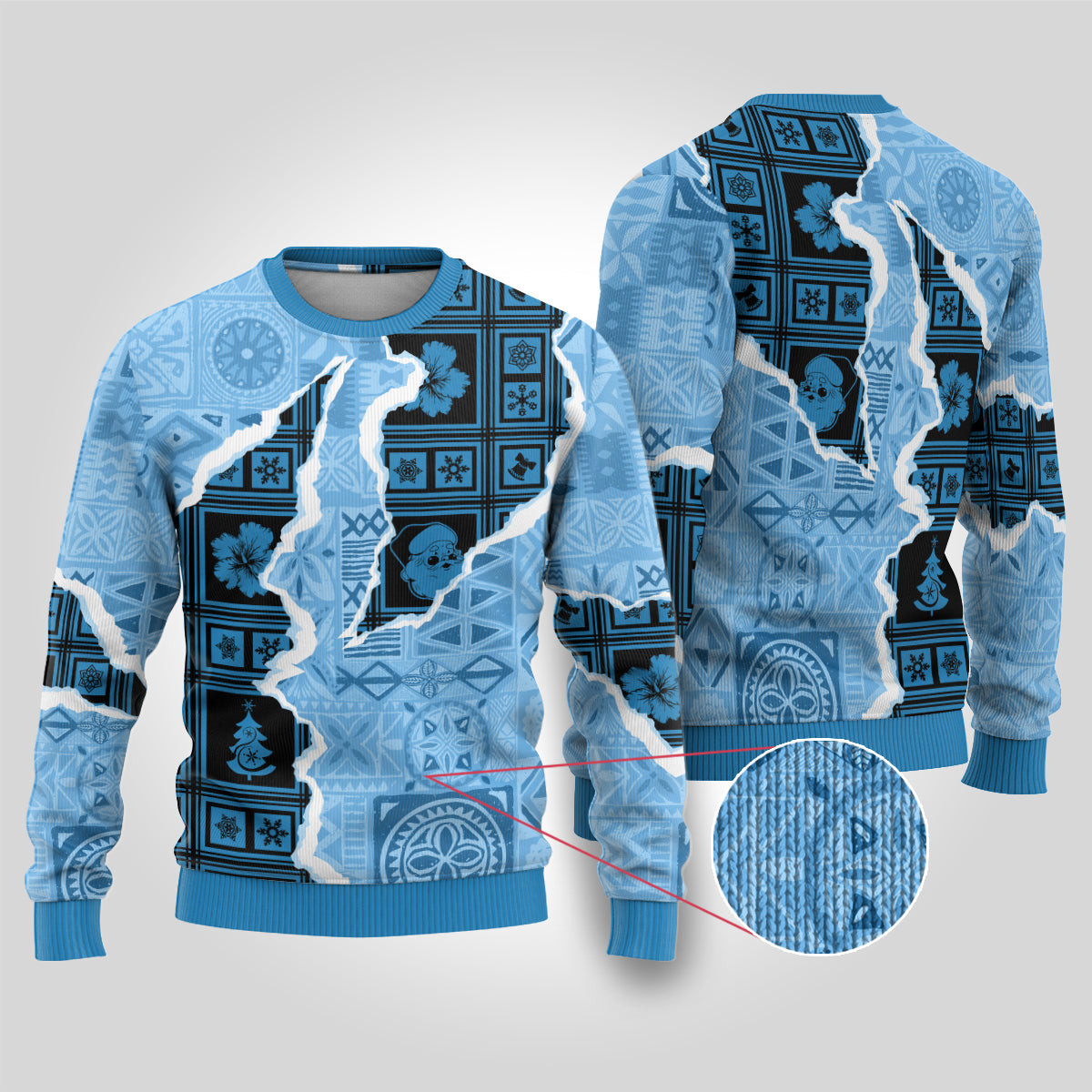 Bula Fiji Tapa Mix Christmas Ugly Christmas Sweater Vintage Style - Wonder Print Shop