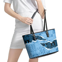 Bula Fiji Tapa Mix Christmas Leather Tote Bag Vintage Style - Wonder Print Shop