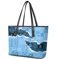 Bula Fiji Tapa Mix Christmas Leather Tote Bag Vintage Style - Wonder Print Shop
