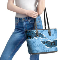 Bula Fiji Tapa Mix Christmas Leather Tote Bag Vintage Style - Wonder Print Shop