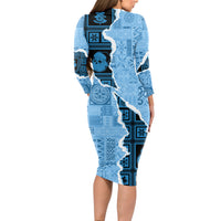 Bula Fiji Tapa Mix Christmas Long Sleeve Bodycon Dress Vintage Style - Wonder Print Shop