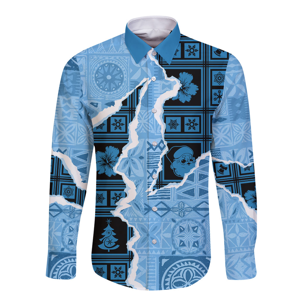 Bula Fiji Tapa Mix Christmas Long Sleeve Button Shirt Vintage Style - Wonder Print Shop