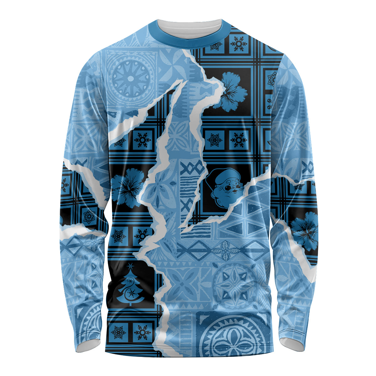 Bula Fiji Tapa Mix Christmas Long Sleeve Shirt Vintage Style - Wonder Print Shop