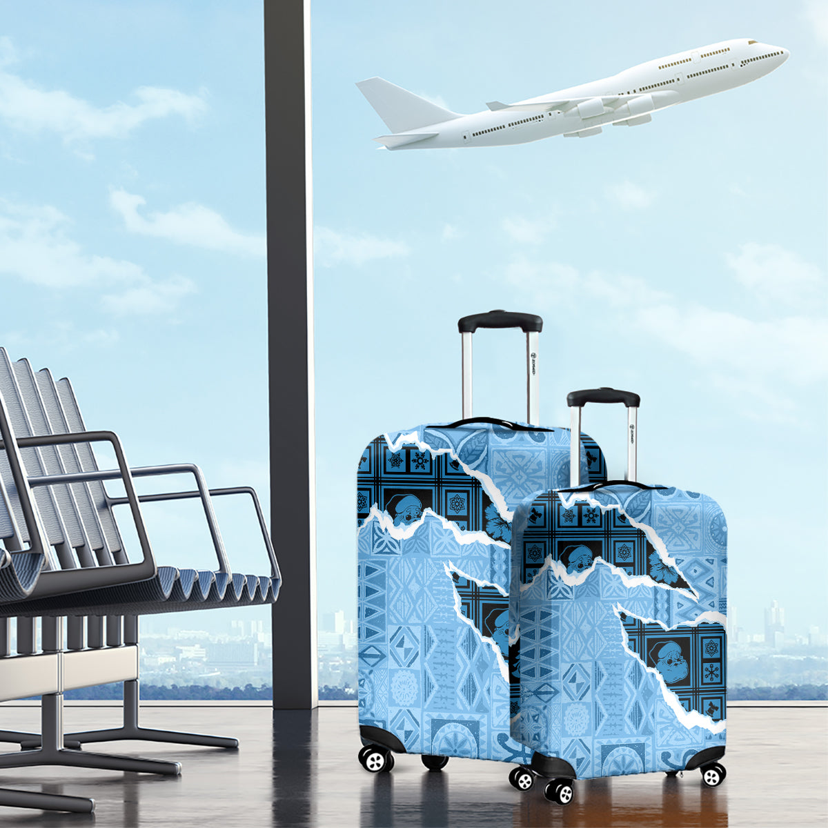 Bula Fiji Tapa Mix Christmas Luggage Cover Vintage Style - Wonder Print Shop