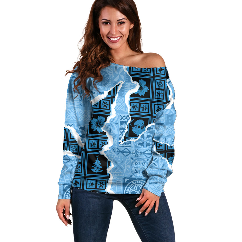 Bula Fiji Tapa Mix Christmas Off Shoulder Sweater Vintage Style - Wonder Print Shop