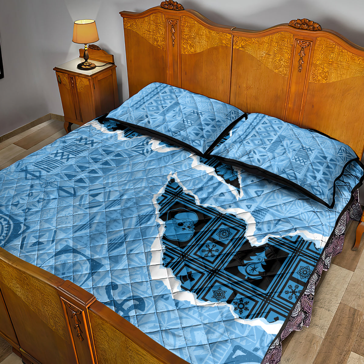 Bula Fiji Tapa Mix Christmas Quilt Bed Set Vintage Style - Wonder Print Shop