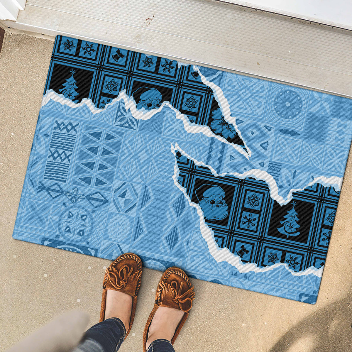 Bula Fiji Tapa Mix Christmas Rubber Doormat Vintage Style - Wonder Print Shop