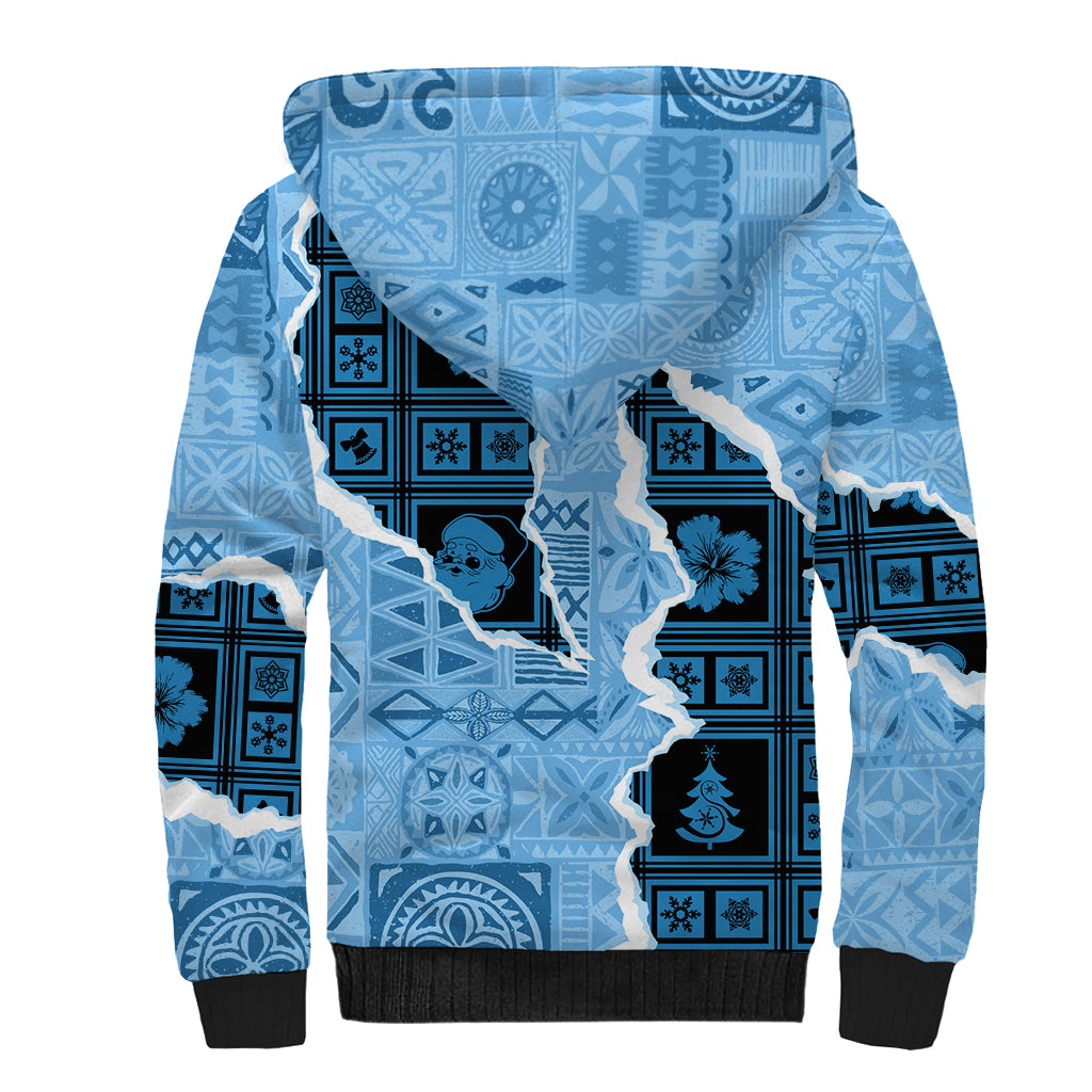 Bula Fiji Tapa Mix Christmas Sherpa Hoodie Vintage Style - Wonder Print Shop