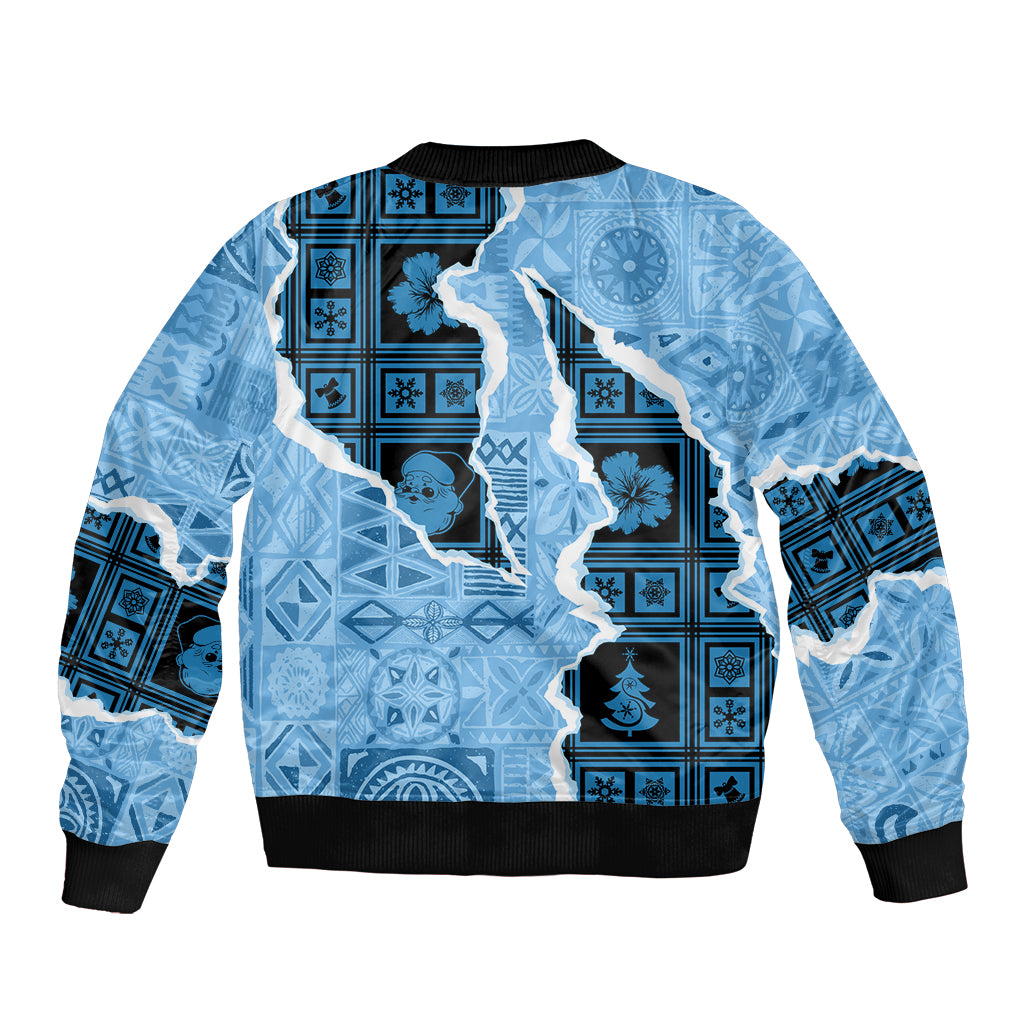 Bula Fiji Tapa Mix Christmas Sleeve Zip Bomber Jacket Vintage Style - Wonder Print Shop