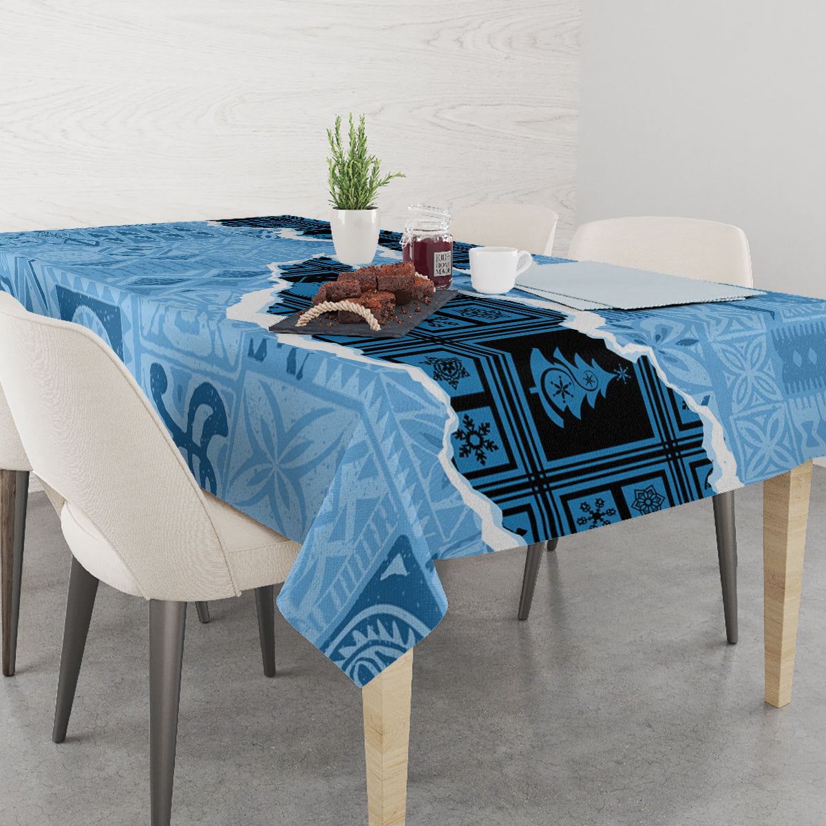 Bula Fiji Tapa Mix Christmas Tablecloth Vintage Style - Wonder Print Shop