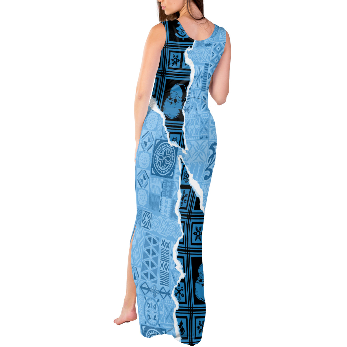 Bula Fiji Tapa Mix Christmas Tank Maxi Dress Vintage Style - Wonder Print Shop