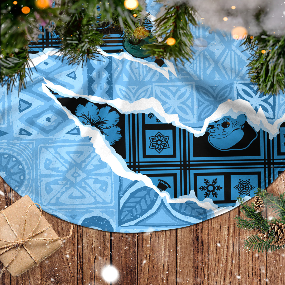 Bula Fiji Tapa Mix Christmas Tree Skirt Vintage Style - Wonder Print Shop