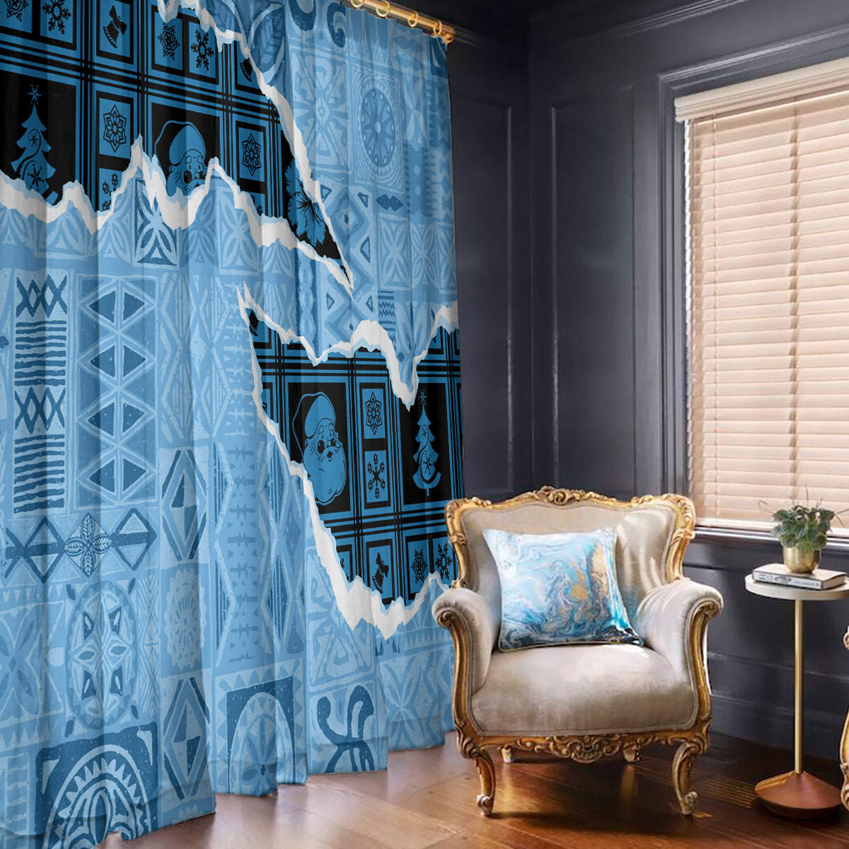 Bula Fiji Tapa Mix Christmas Window Curtain Vintage Style - Wonder Print Shop