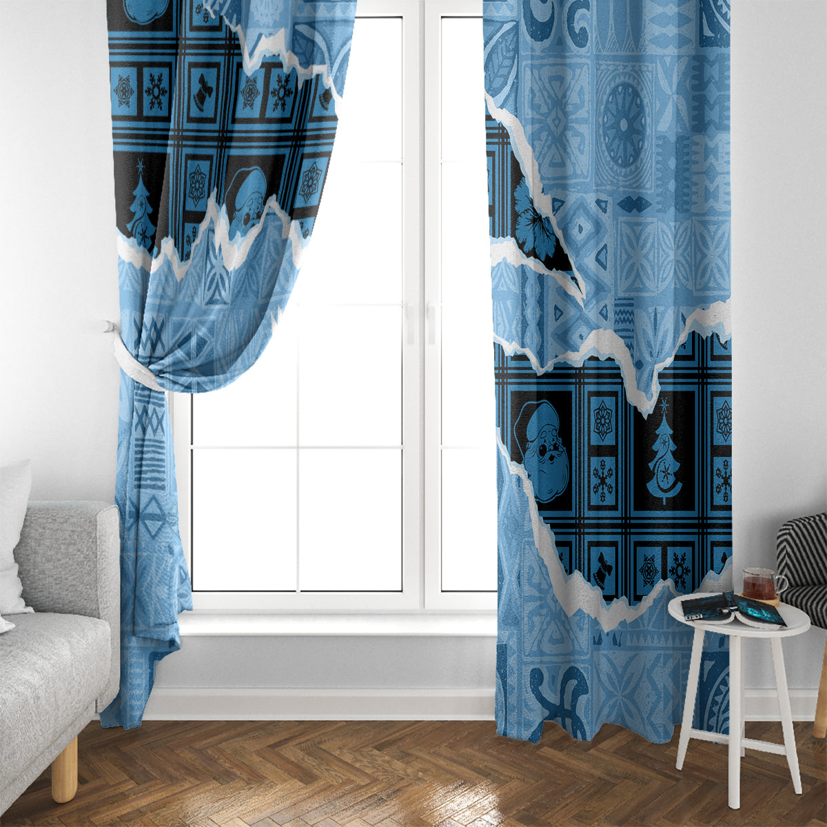 Bula Fiji Tapa Mix Christmas Window Curtain Vintage Style - Wonder Print Shop