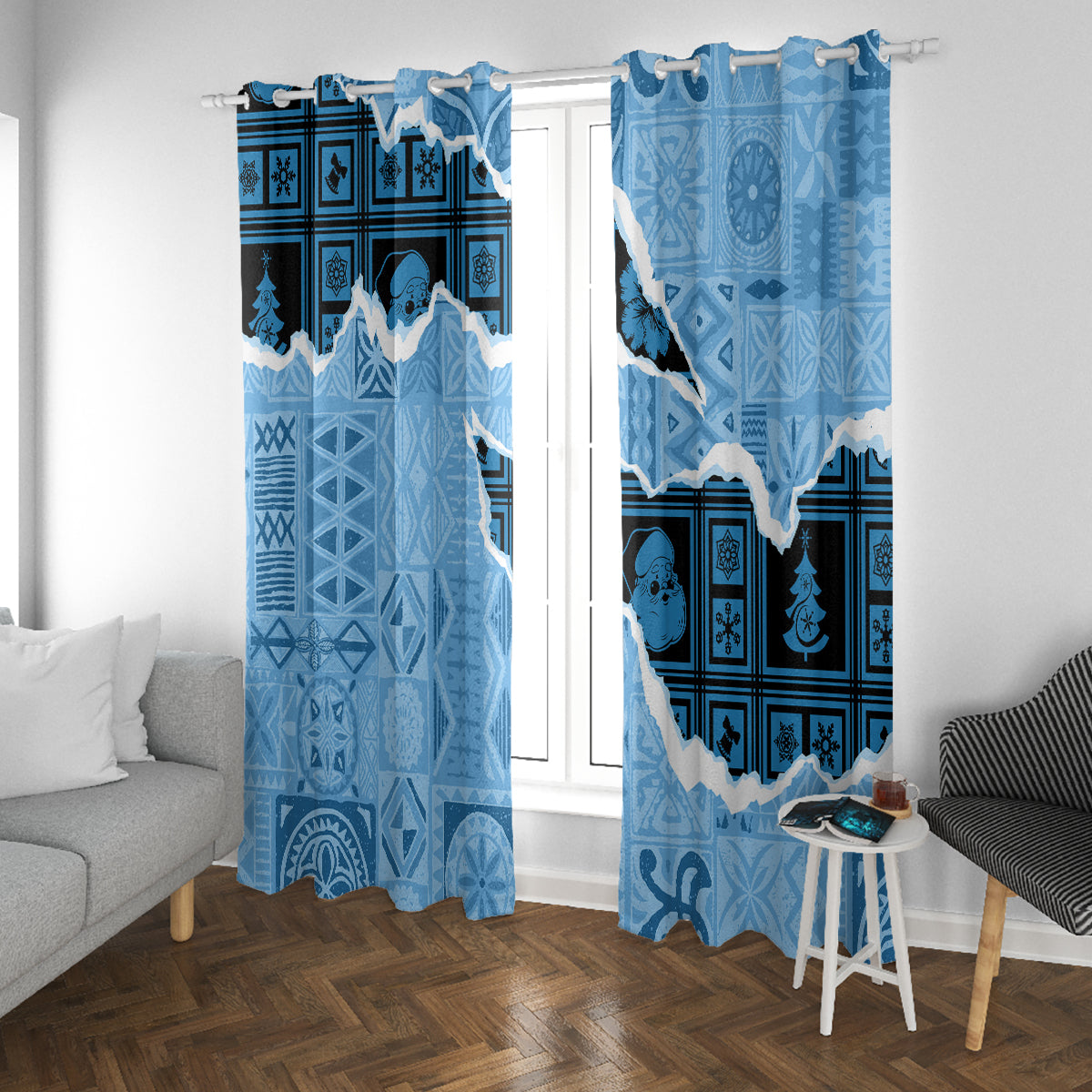 Bula Fiji Tapa Mix Christmas Window Curtain Vintage Style - Wonder Print Shop