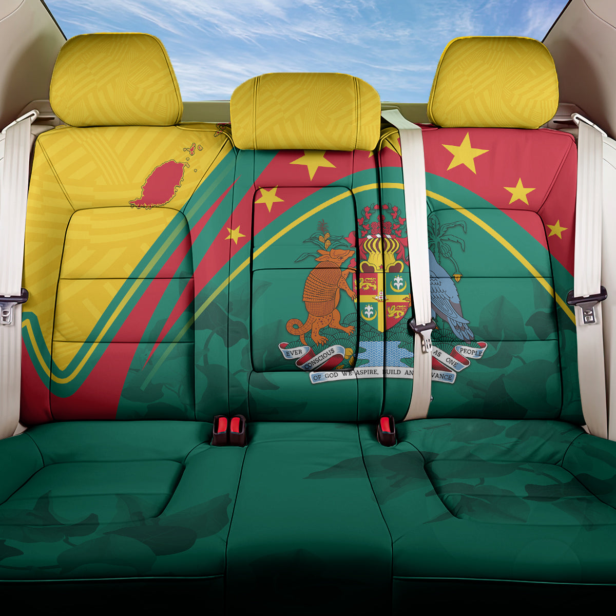 Grenada Back Car Seat Cover Stars and Bougainvillea LT7 - Wonder Print Shop