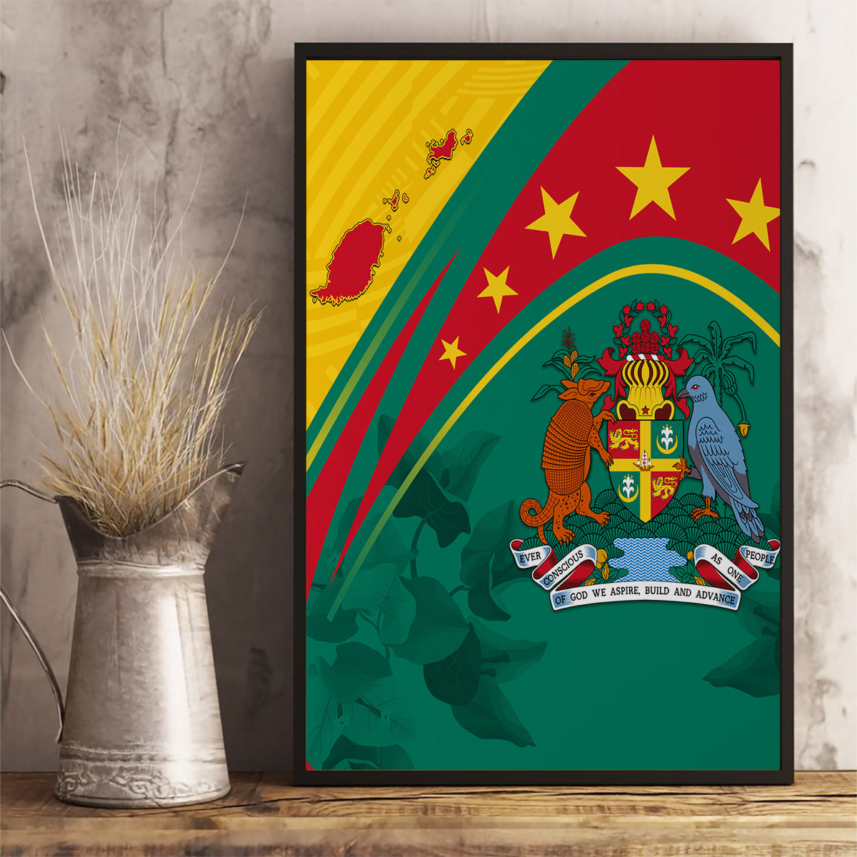 Grenada Canvas Wall Art Stars and Bougainvillea LT7 - Wonder Print Shop