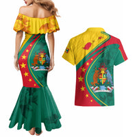 Grenada Couples Matching Mermaid Dress and Hawaiian Shirt Stars and Bougainvillea LT7 - Wonder Print Shop