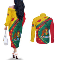 grenada-couples-matching-off-the-shoulder-long-sleeve-dress-and-long-sleeve-button-shirt-stars-and-bougainvillea