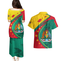 Grenada Couples Matching Puletasi and Hawaiian Shirt Stars and Bougainvillea LT7 - Wonder Print Shop