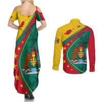 Grenada Couples Matching Summer Maxi Dress and Long Sleeve Button Shirt Stars and Bougainvillea LT7 - Wonder Print Shop
