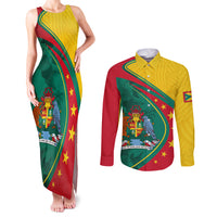 Grenada Couples Matching Tank Maxi Dress and Long Sleeve Button Shirt Stars and Bougainvillea LT7 - Wonder Print Shop