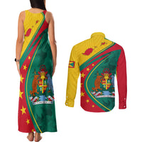Grenada Couples Matching Tank Maxi Dress and Long Sleeve Button Shirt Stars and Bougainvillea LT7 - Wonder Print Shop