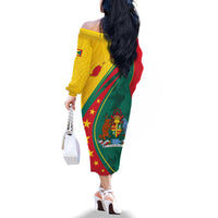 Grenada Family Matching Off Shoulder Long Sleeve Dress and Hawaiian Shirt Stars and Bougainvillea - Wonder Print Shop