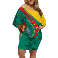 Grenada Family Matching Off Shoulder Short Dress and Hawaiian Shirt Stars and Bougainvillea LT7 - Wonder Print Shop