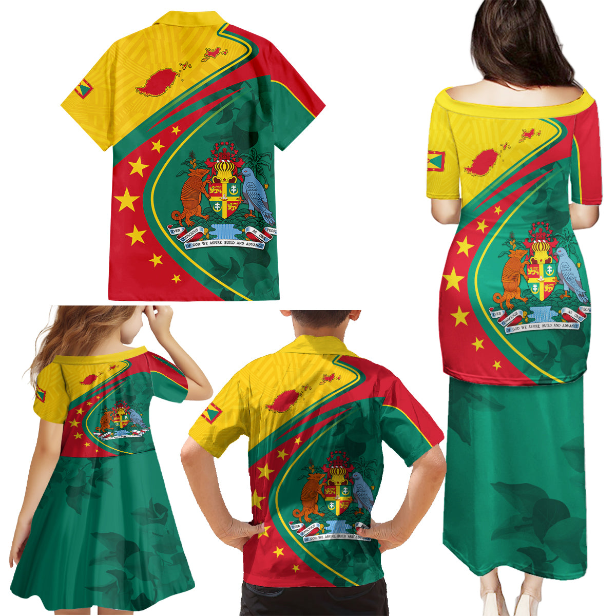 Grenada Family Matching Puletasi and Hawaiian Shirt Stars and Bougainvillea - Wonder Print Shop