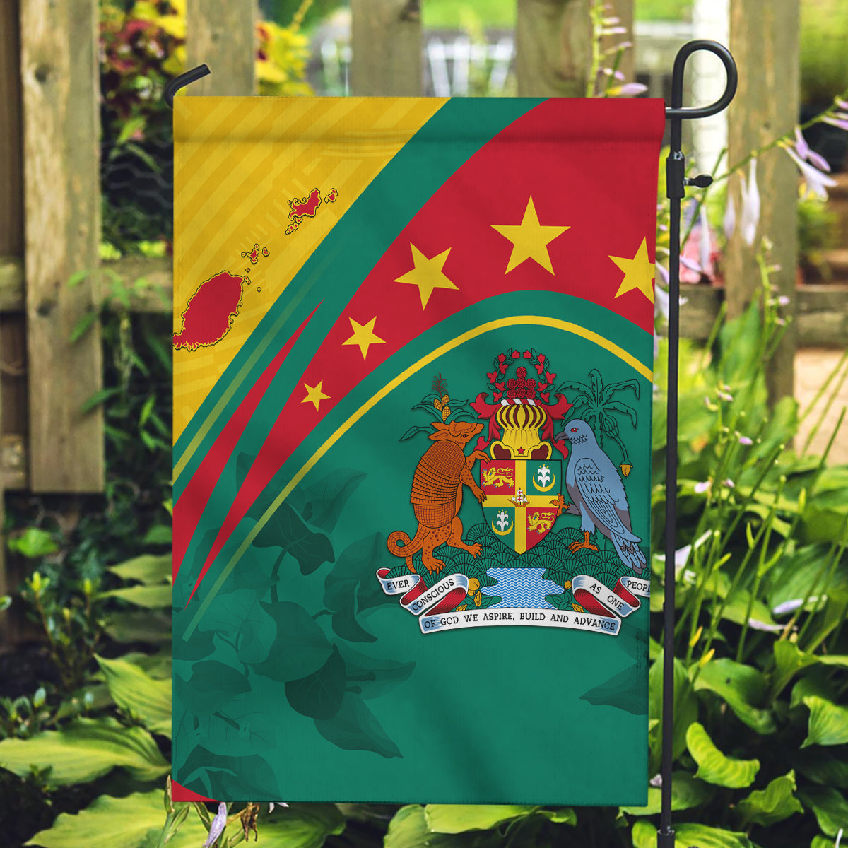 Grenada Garden Flag Stars and Bougainvillea - Wonder Print Shop