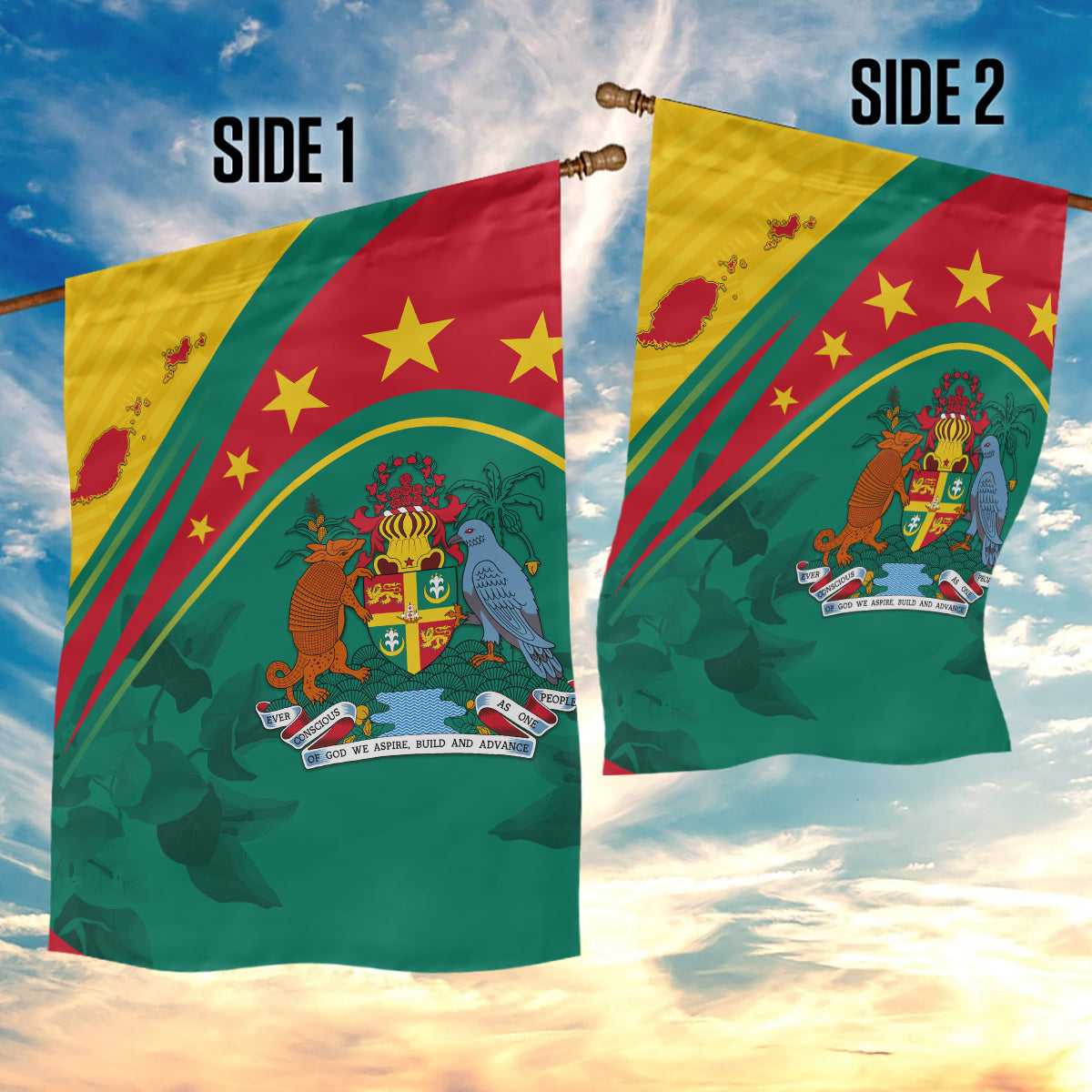 Grenada Garden Flag Stars and Bougainvillea - Wonder Print Shop