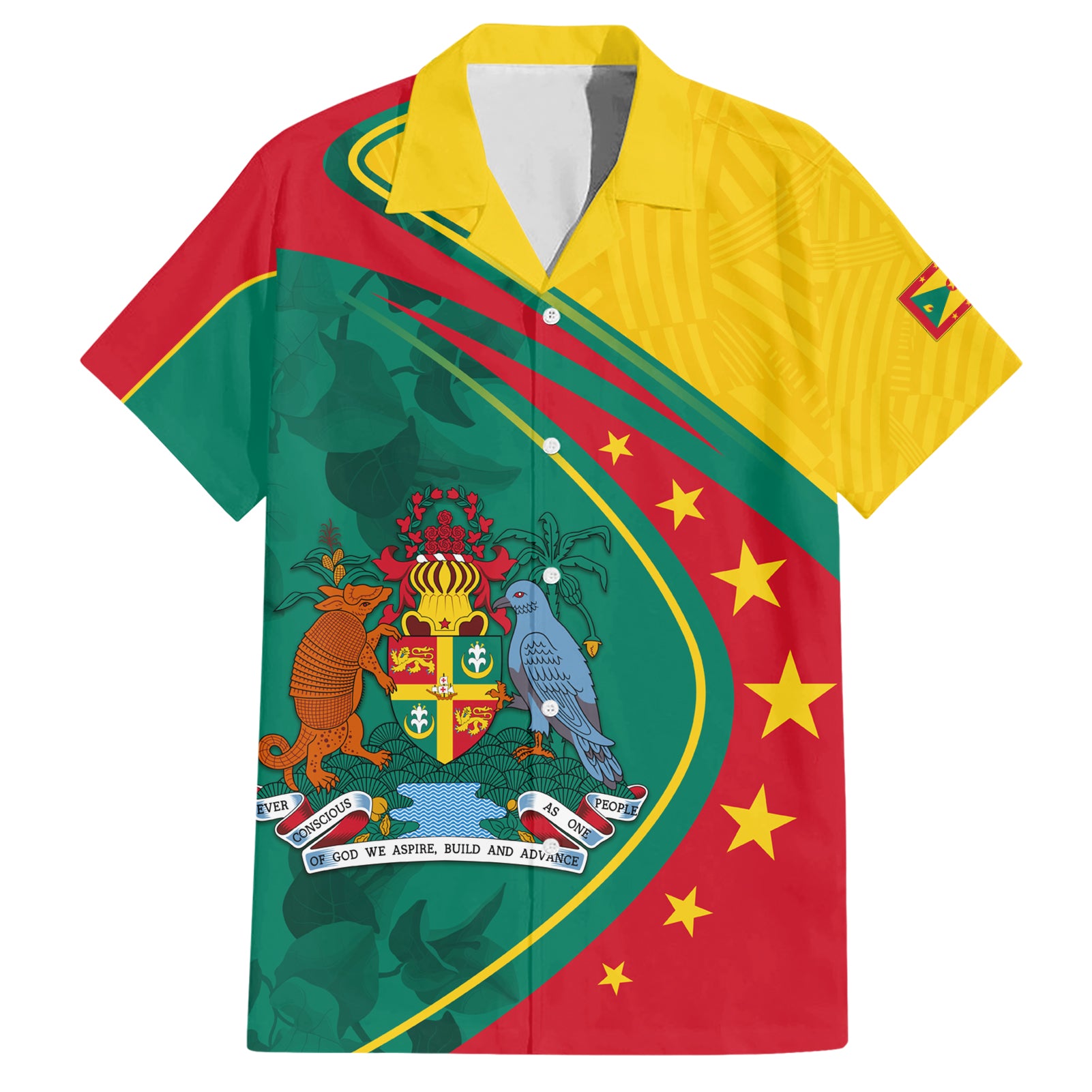 Grenada Hawaiian Shirt Stars and Bougainvillea - Wonder Print Shop