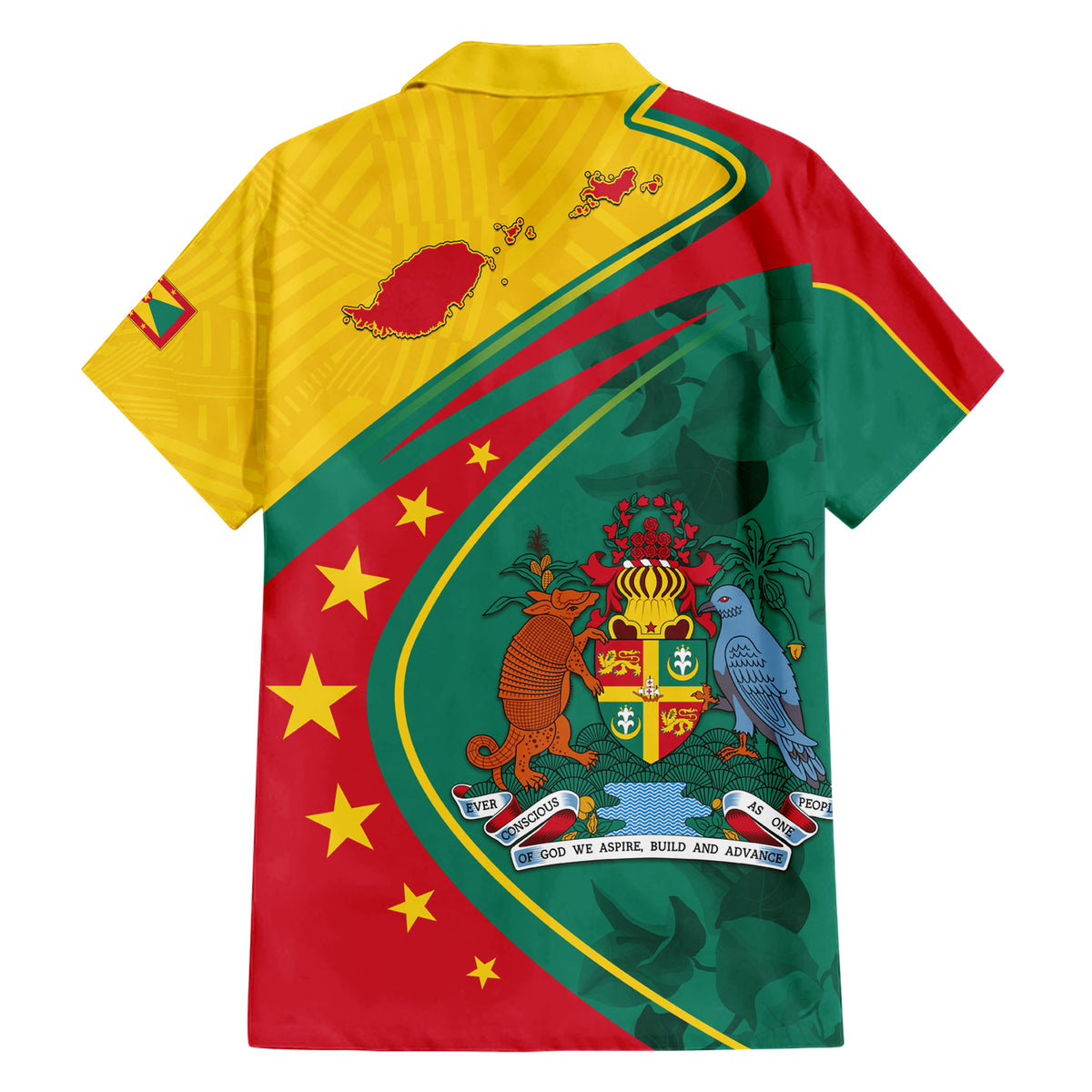 Grenada Hawaiian Shirt Stars and Bougainvillea - Wonder Print Shop