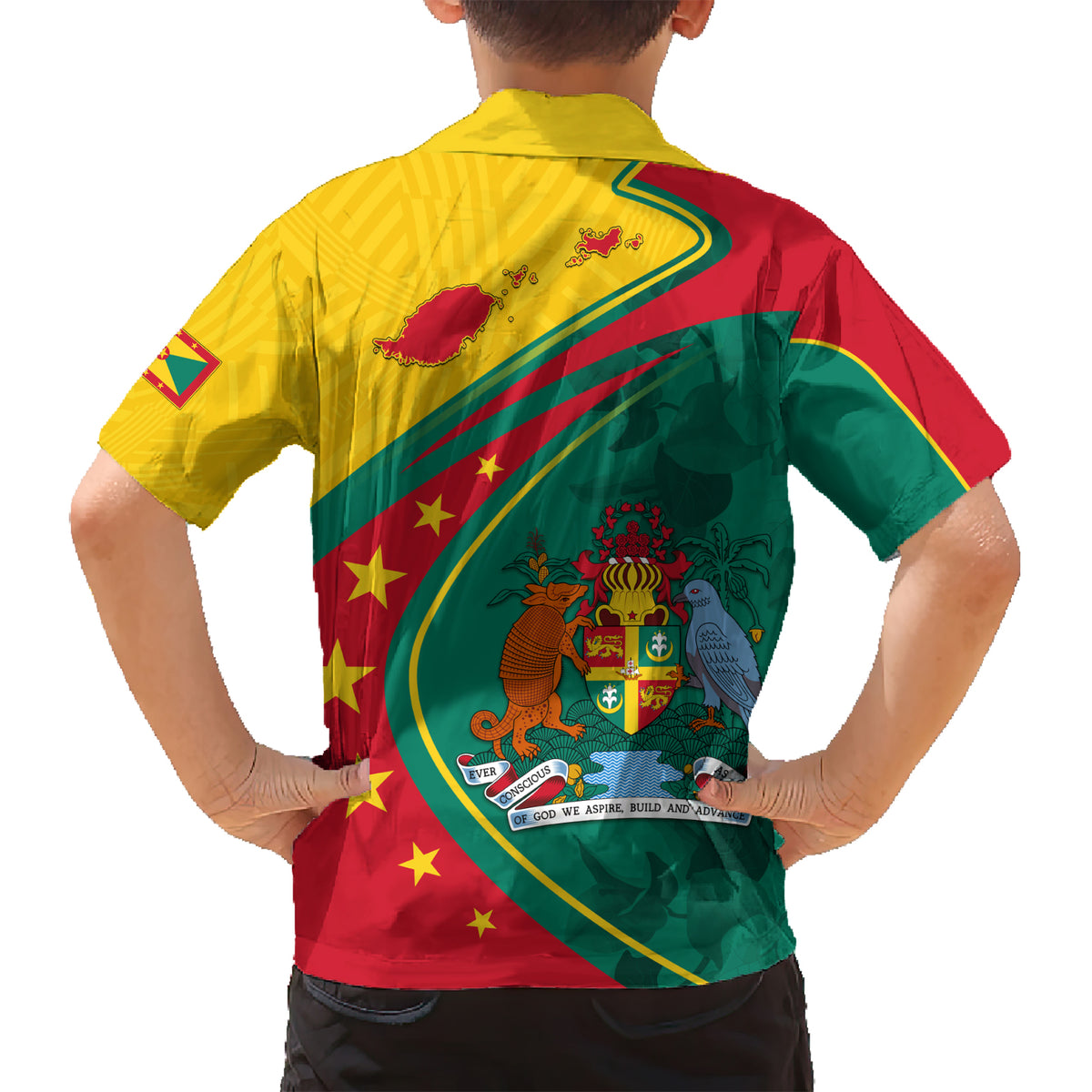 Grenada Kid Hawaiian Shirt Stars and Bougainvillea - Wonder Print Shop