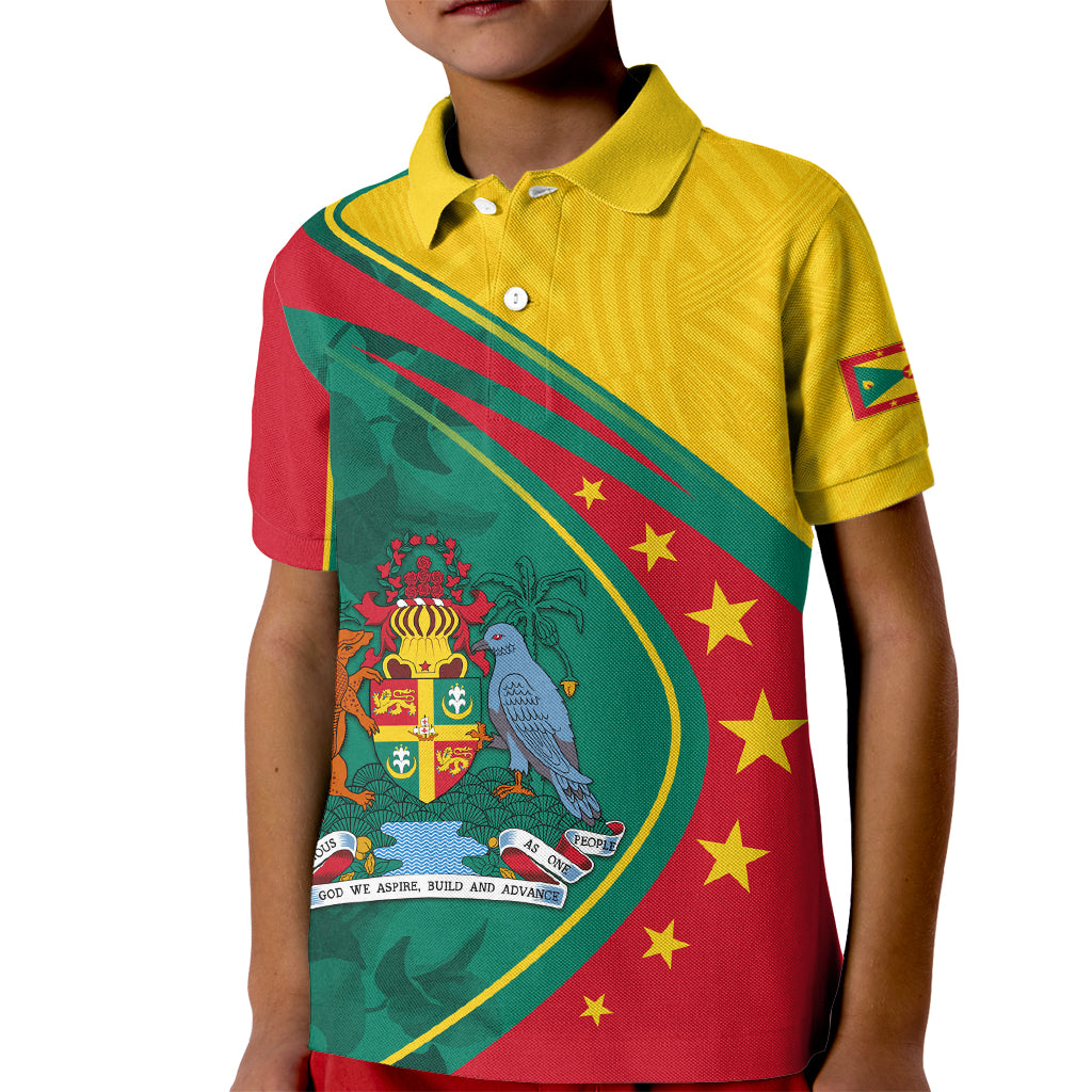 Grenada Kid Polo Shirt Stars and Bougainvillea - Wonder Print Shop